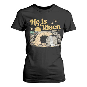 He Is Risen T Shirt For Women Retro Vintage Easter Jesus Christian Apparel TS10 Black Print Your Wear