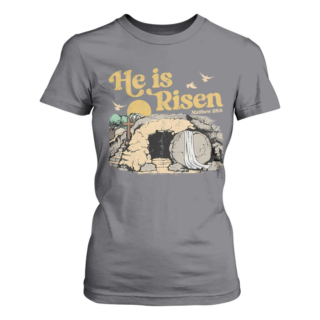 He Is Risen T Shirt For Women Retro Vintage Easter Jesus Christian Apparel TS10 Charcoal Print Your Wear
