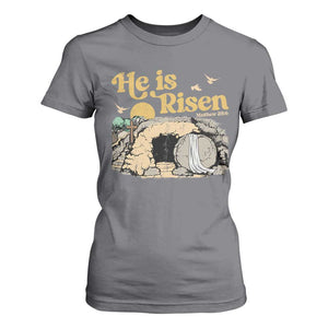 He Is Risen T Shirt For Women Retro Vintage Easter Jesus Christian Apparel TS10 Charcoal Print Your Wear