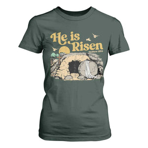 He Is Risen T Shirt For Women Retro Vintage Easter Jesus Christian Apparel TS10 Dark Forest Green Print Your Wear