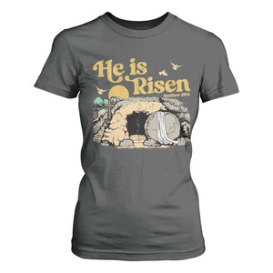 He Is Risen T Shirt For Women Retro Vintage Easter Jesus Christian Apparel TS10 Dark Heather Print Your Wear