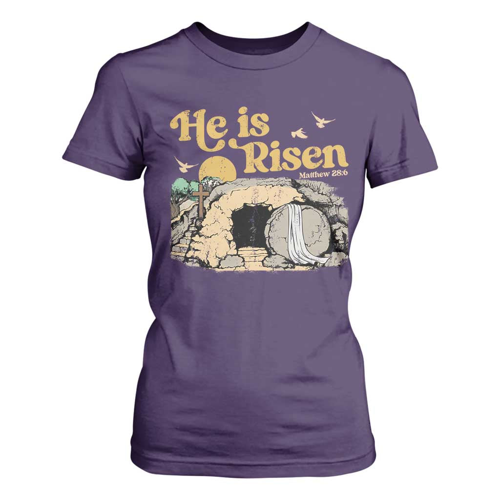 He Is Risen T Shirt For Women Retro Vintage Easter Jesus Christian Apparel TS10 Purple Print Your Wear