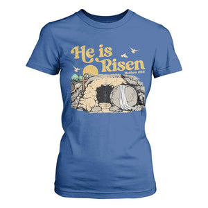 He Is Risen T Shirt For Women Retro Vintage Easter Jesus Christian Apparel TS10 Royal Blue Print Your Wear