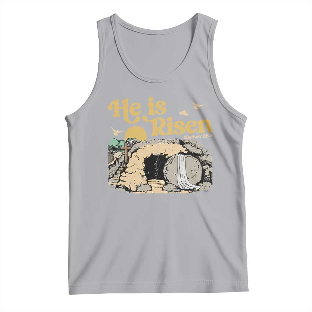 He Is Risen Tank Top Retro Vintage Easter Jesus Christian Apparel TS10 Athletic Heather Print Your Wear