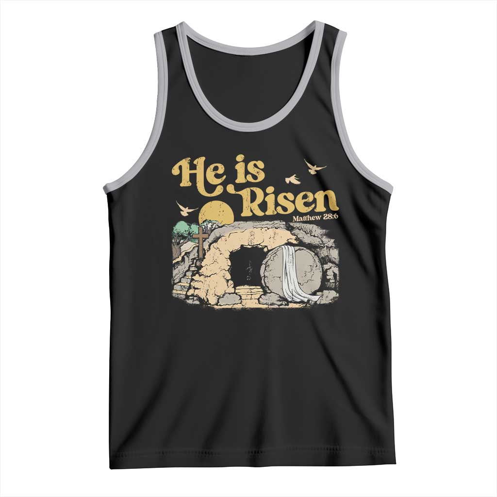 He Is Risen Tank Top Retro Vintage Easter Jesus Christian Apparel TS10 Black Athletic Heather Print Your Wear