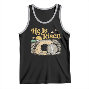 He Is Risen Tank Top Retro Vintage Easter Jesus Christian Apparel TS10 Black Athletic Heather Print Your Wear