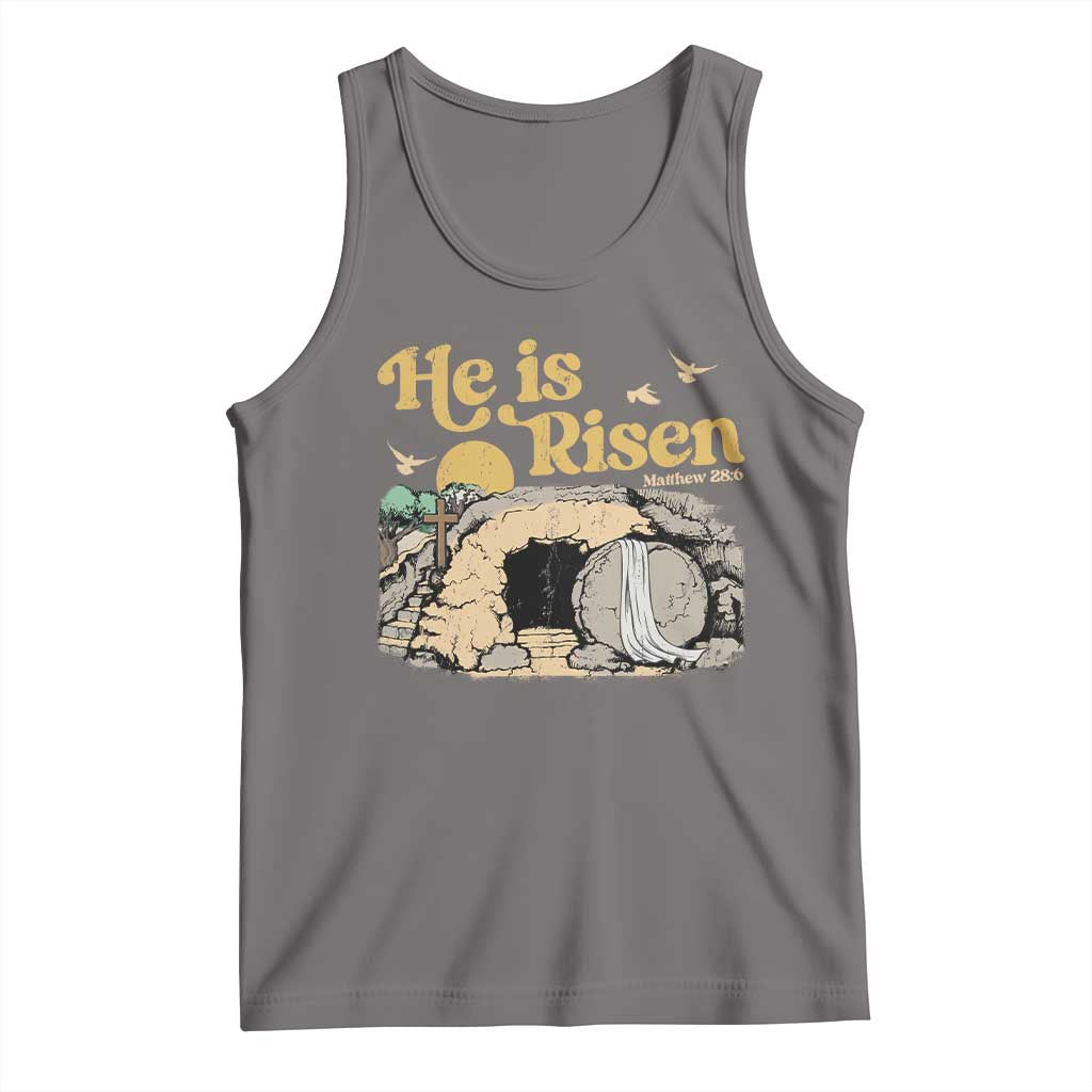 He Is Risen Tank Top Retro Vintage Easter Jesus Christian Apparel TS10 Deep Heather Print Your Wear