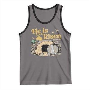 He Is Risen Tank Top Retro Vintage Easter Jesus Christian Apparel TS10 Deep Heather Black Print Your Wear