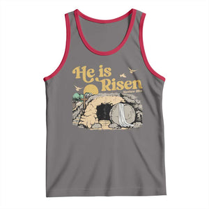 He Is Risen Tank Top Retro Vintage Easter Jesus Christian Apparel TS10 Deep Heather Red Print Your Wear