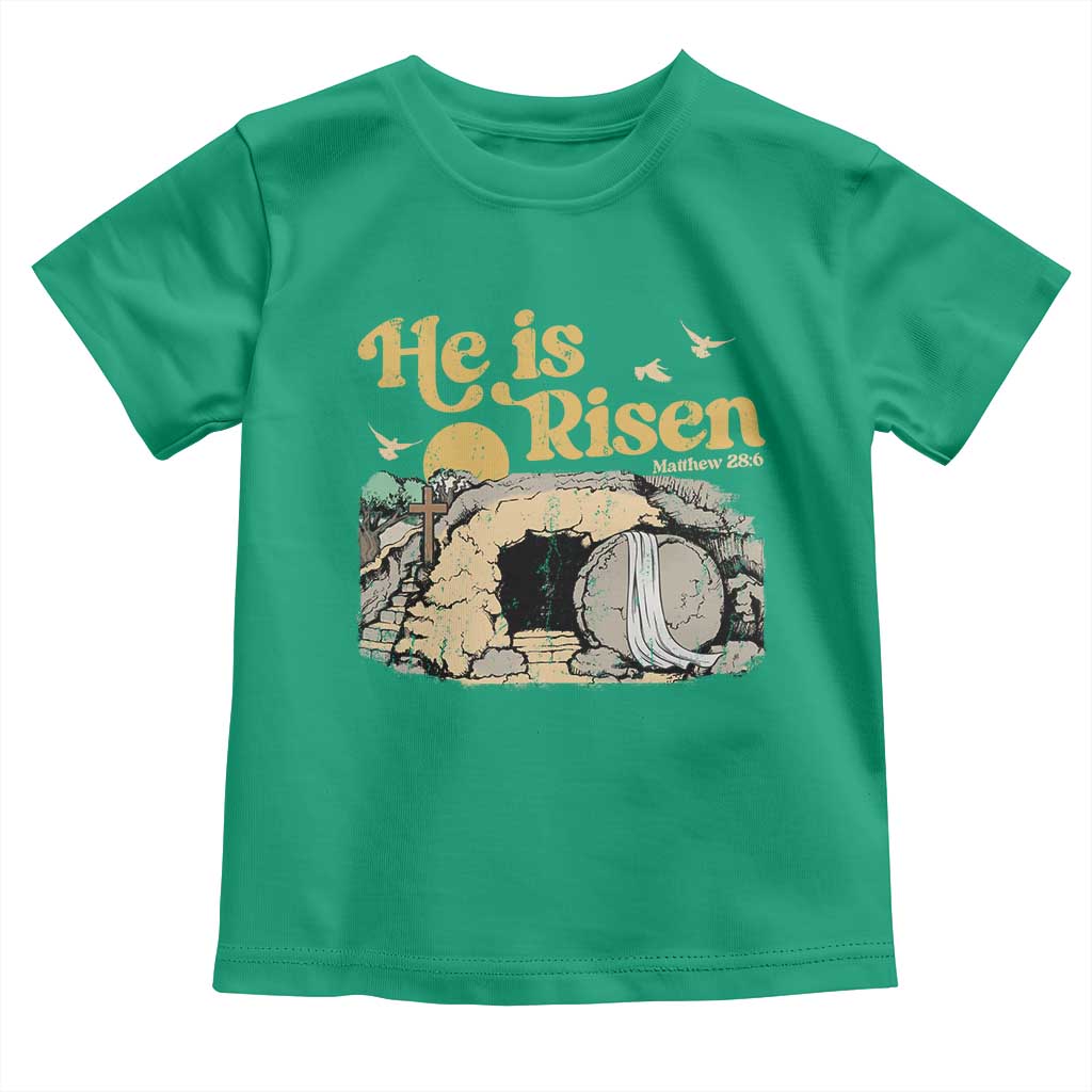 He Is Risen Toddler T Shirt Retro Vintage Easter Jesus Christian Apparel TS10 Irish Green Print Your Wear