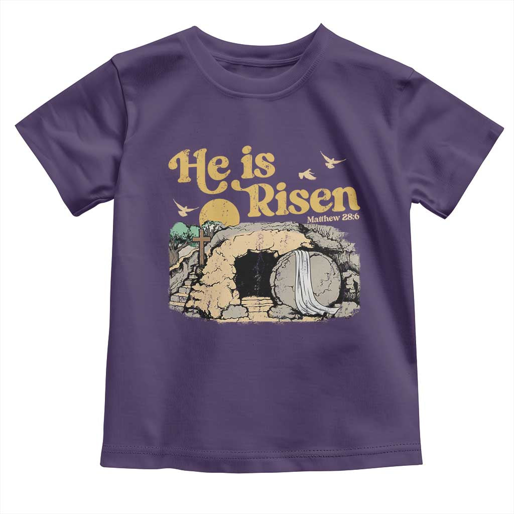 He Is Risen Toddler T Shirt Retro Vintage Easter Jesus Christian Apparel TS10 Purple Print Your Wear