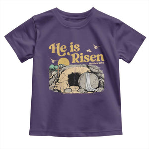He Is Risen Toddler T Shirt Retro Vintage Easter Jesus Christian Apparel TS10 Purple Print Your Wear