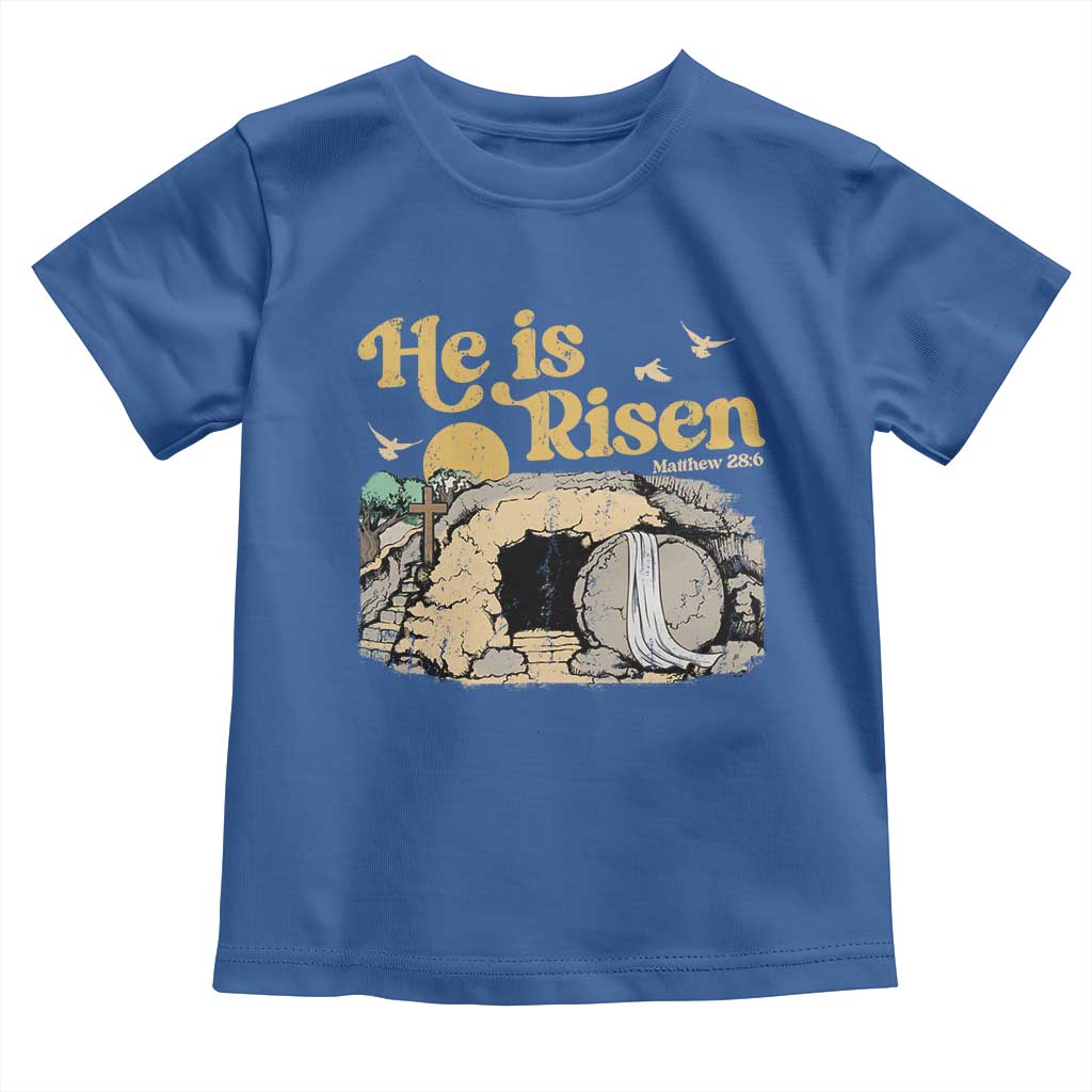 He Is Risen Toddler T Shirt Retro Vintage Easter Jesus Christian Apparel TS10 Royal Blue Print Your Wear