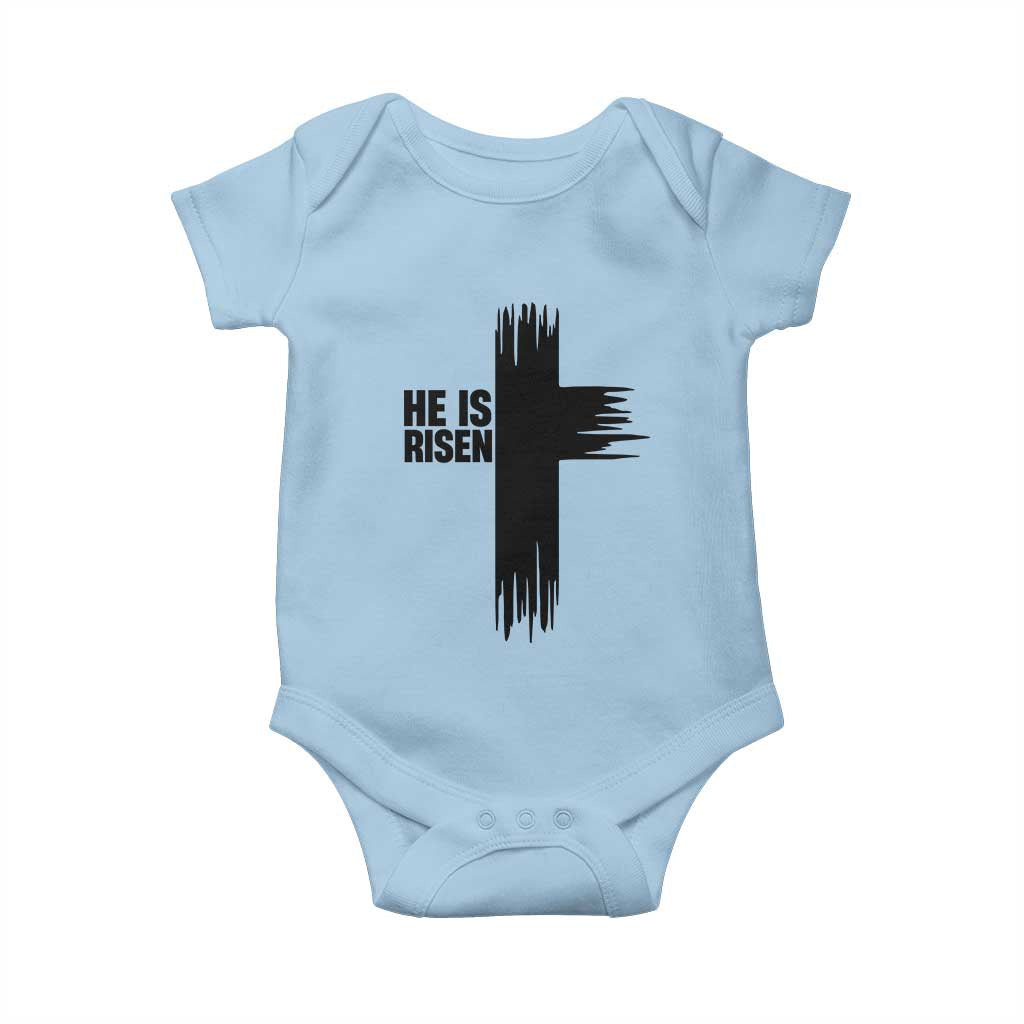 He Is Risen Baby Onesie Christian Easter Cross TS10 Light Blue Print Your Wear