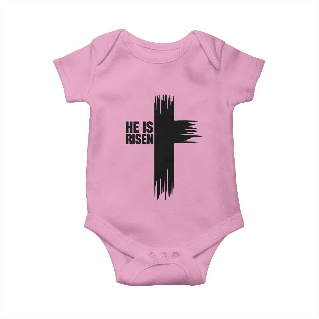 He Is Risen Baby Onesie Christian Easter Cross TS10 Light Pink Print Your Wear