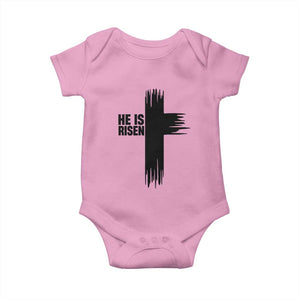 He Is Risen Baby Onesie Christian Easter Cross TS10 Light Pink Print Your Wear