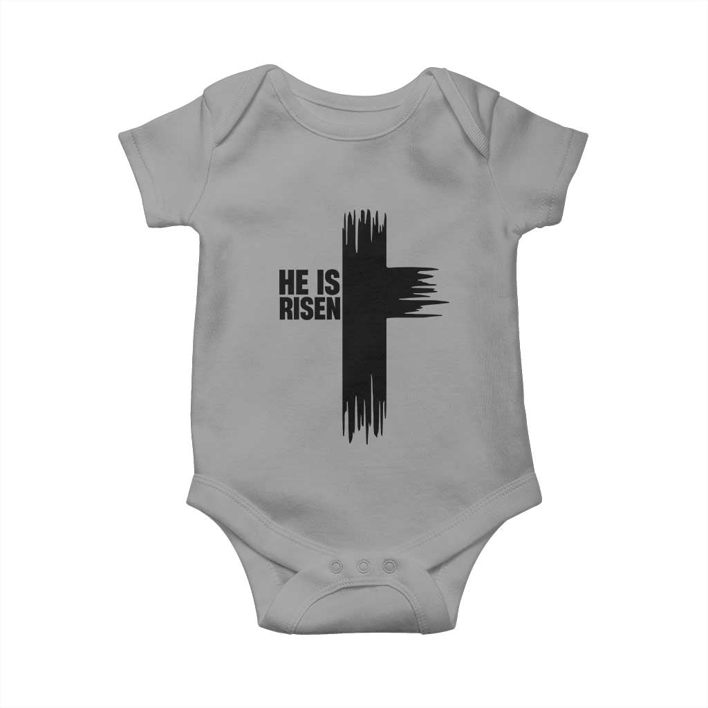 He Is Risen Baby Onesie Christian Easter Cross TS10 Sport Gray Print Your Wear