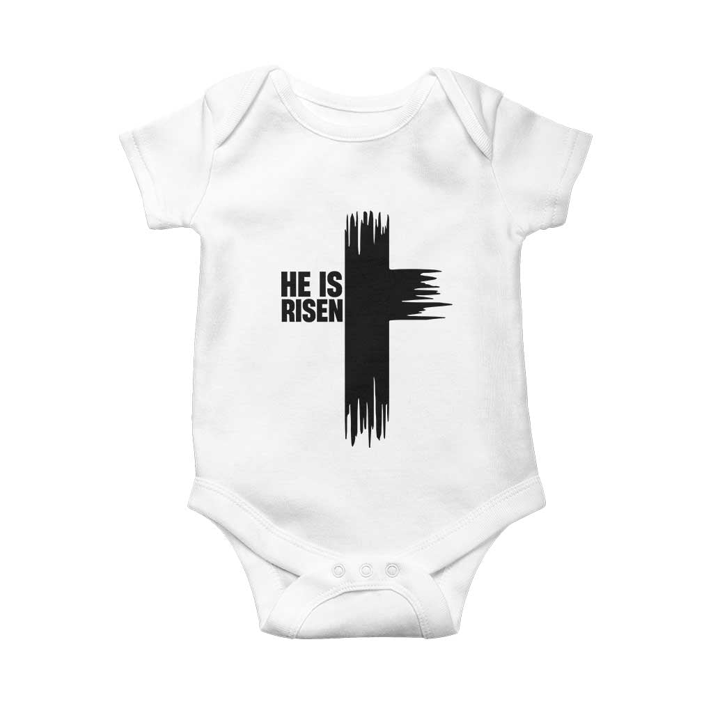 He Is Risen Baby Onesie Christian Easter Cross TS10 White Print Your Wear