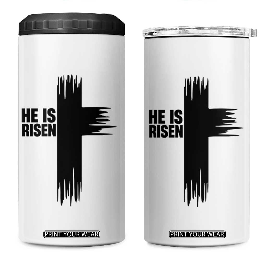 He Is Risen 4 in 1 Can Cooler Tumbler Christian Easter Cross TS10 One Size: 16 oz White Print Your Wear