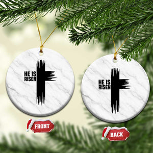 He Is Risen Ceramic Ornament Christian Easter Cross TS10 1pc White Marble Print Your Wear