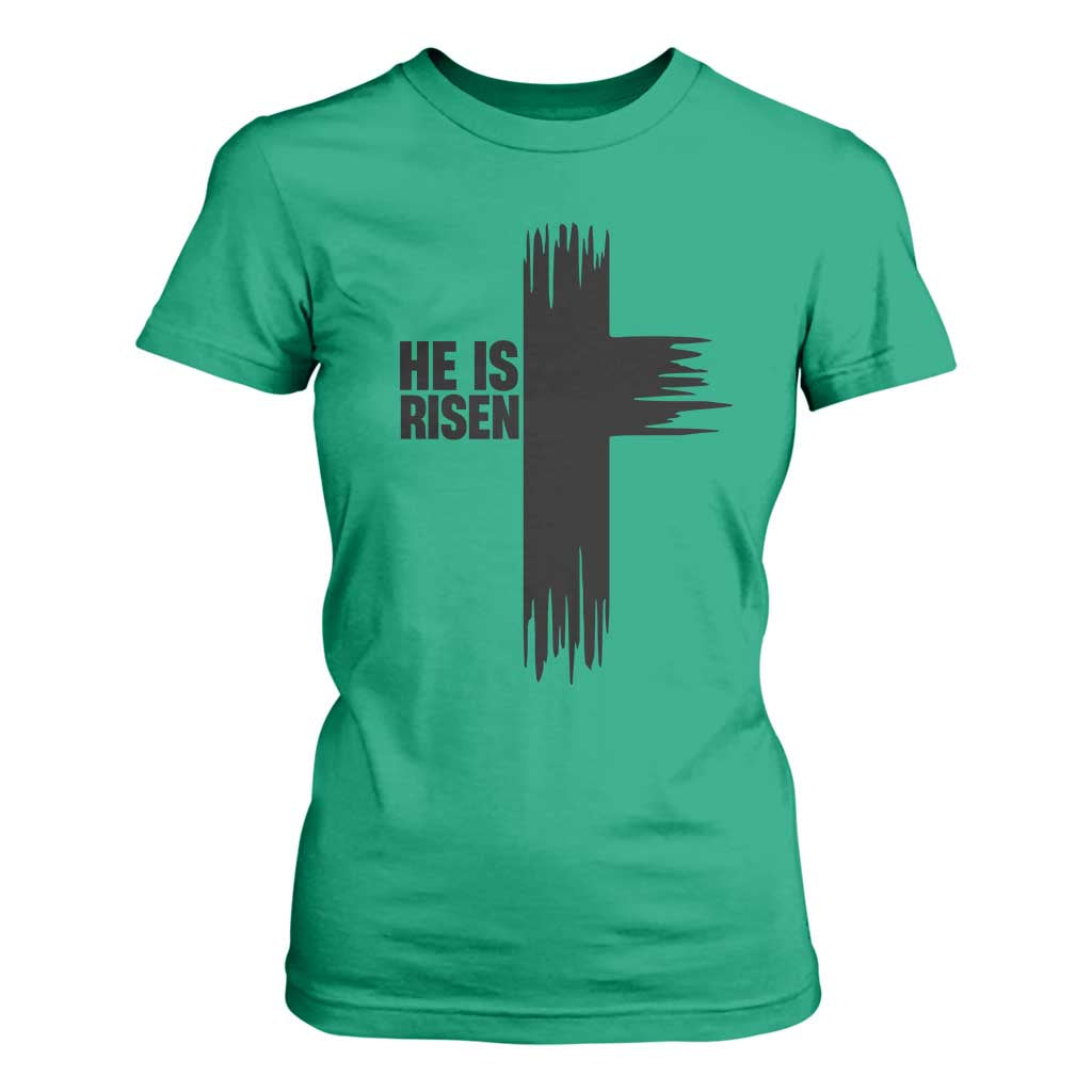 He Is Risen T Shirt For Women Christian Easter Cross TS10 Irish Green Print Your Wear