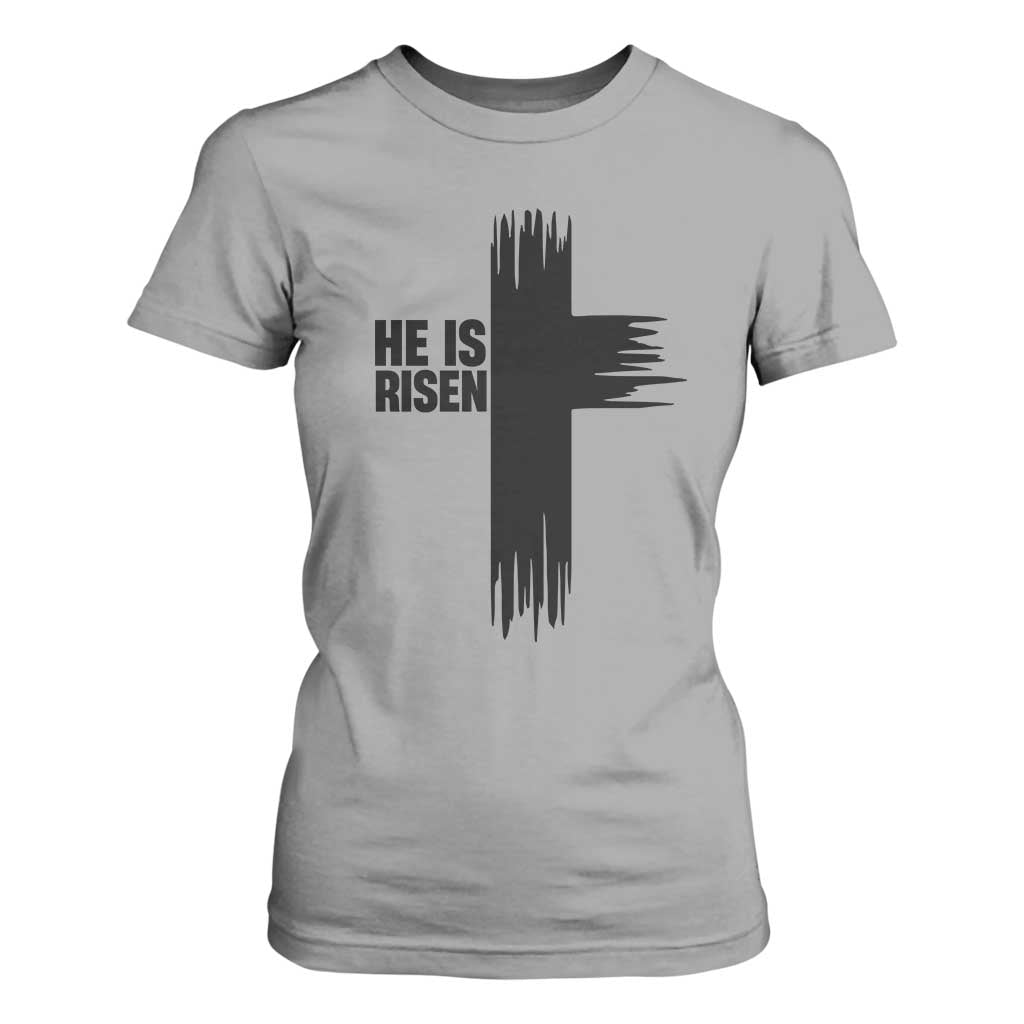 He Is Risen T Shirt For Women Christian Easter Cross TS10 Sport Gray Print Your Wear