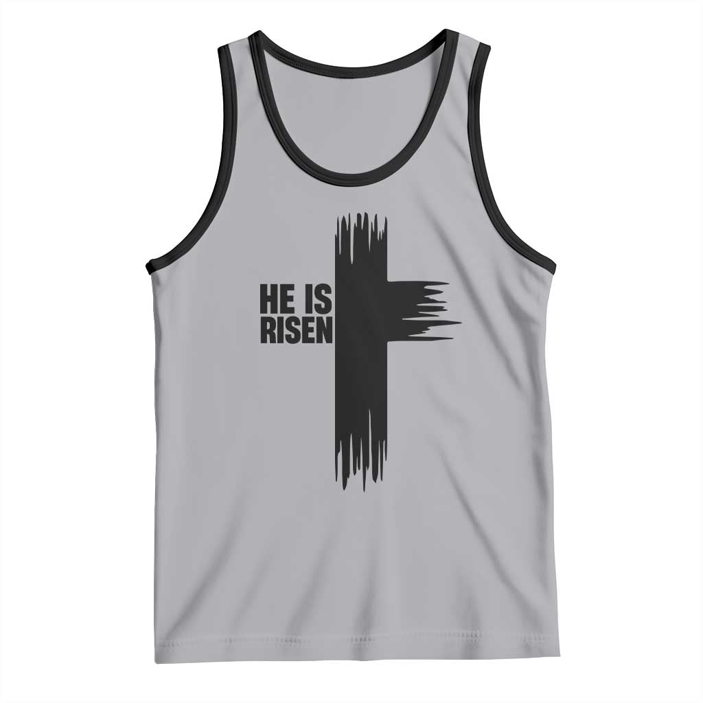 He Is Risen Tank Top Christian Easter Cross TS10 Athletic Heather Black Print Your Wear
