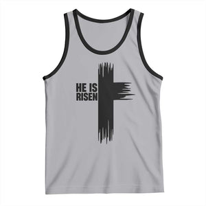 He Is Risen Tank Top Christian Easter Cross TS10 Athletic Heather Black Print Your Wear