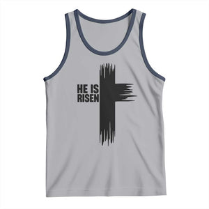 He Is Risen Tank Top Christian Easter Cross TS10 Athletic Heather Navy Print Your Wear