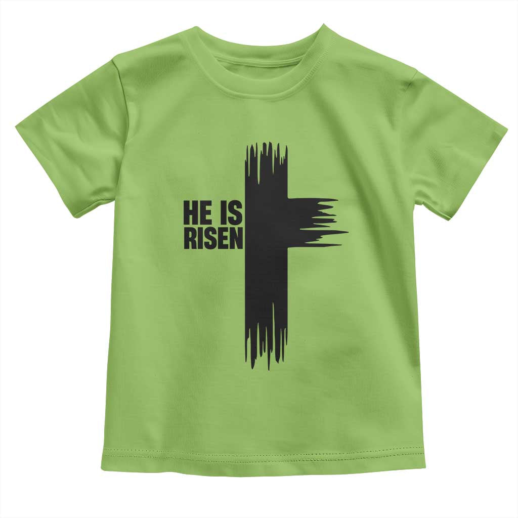 He Is Risen Toddler T Shirt Christian Easter Cross TS10 Lime Print Your Wear