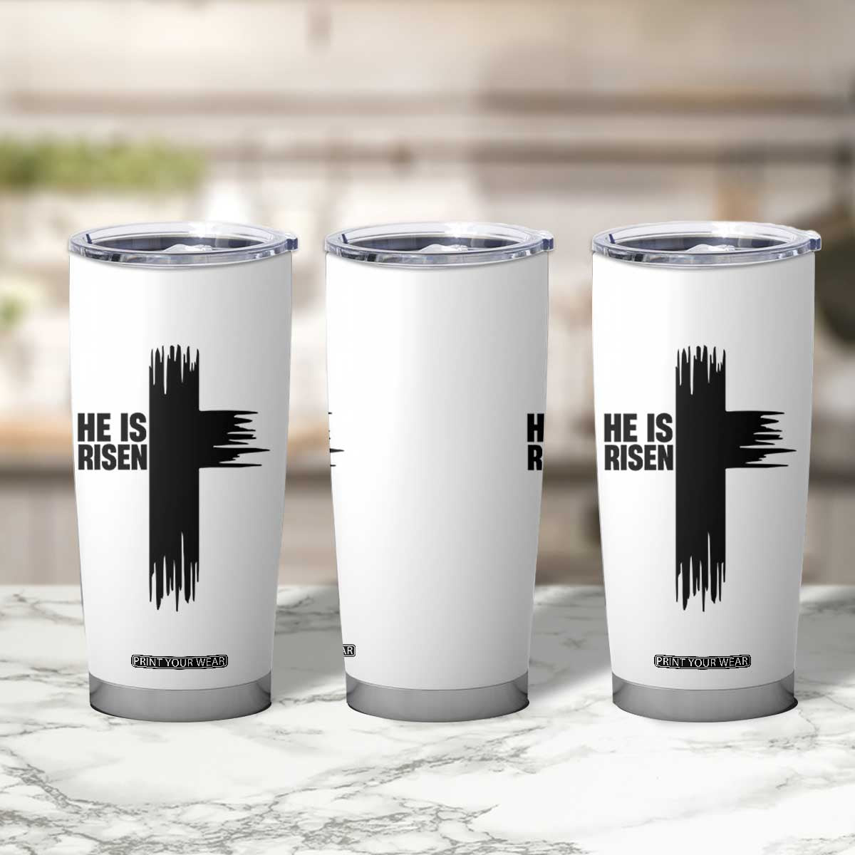 He Is Risen Tumbler Cup Christian Easter Cross TS10 Print Your Wear