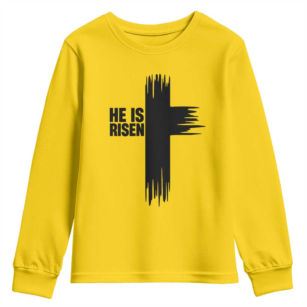 He Is Risen Youth Sweatshirt Christian Easter Cross TS10 Daisy Print Your Wear