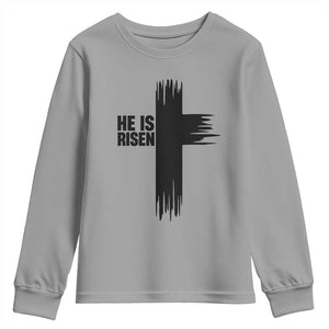 He Is Risen Youth Sweatshirt Christian Easter Cross TS10 Sport Gray Print Your Wear