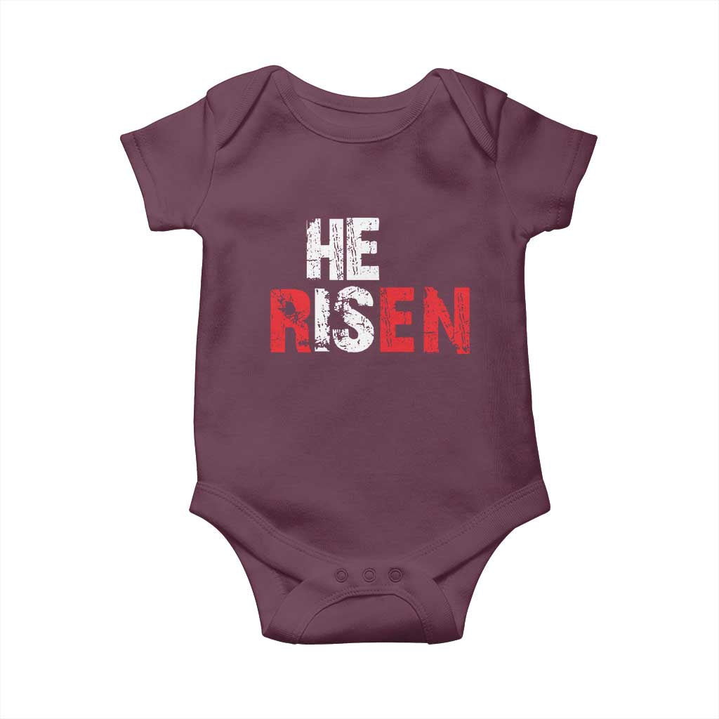 He Is Risen Baby Onesie Vintage Christian Religious Faith TS10 Maroon Print Your Wear