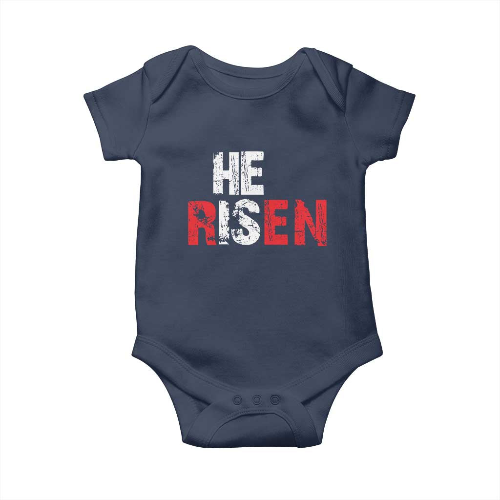 He Is Risen Baby Onesie Vintage Christian Religious Faith TS10 Navy Print Your Wear