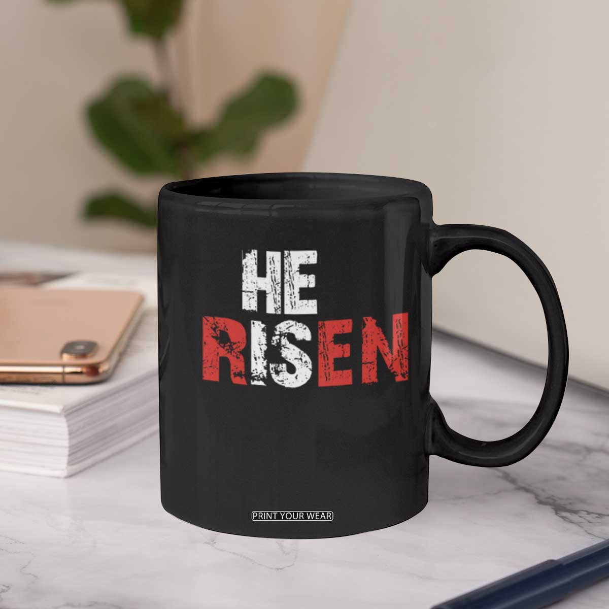 He Is Risen Coffee Mug Vintage Christian Religious Faith TS10 Print Your Wear