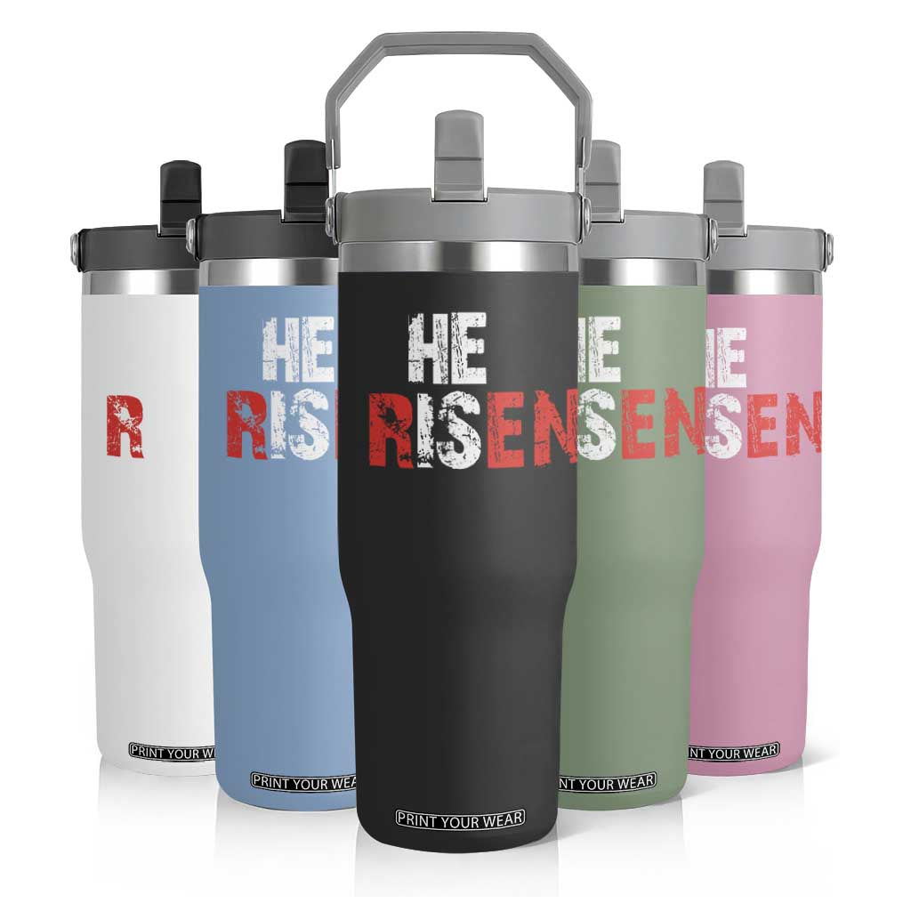 He Is Risen Flip Straw Tumbler Vintage Christian Religious Faith TS10 Print Your Wear