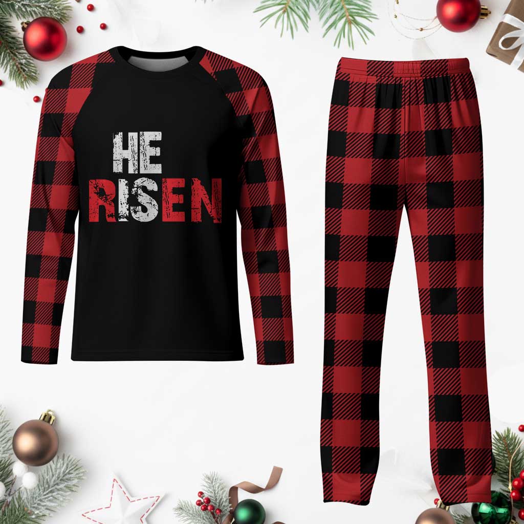 He Is Risen Plaid Pajama Set Vintage Christian Religious Faith TS10 Buffalo Plaid Print Your Wear