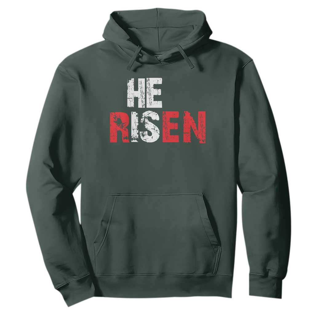 He Is Risen Hoodie Vintage Christian Religious Faith TS10 Dark Forest Green Print Your Wear