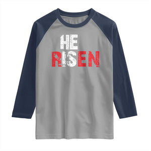 He Is Risen Raglan Shirt Vintage Christian Religious Faith TS10 Sport Gray Navy Print Your Wear