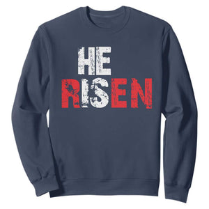 He Is Risen Sweatshirt Vintage Christian Religious Faith TS10 Navy Print Your Wear