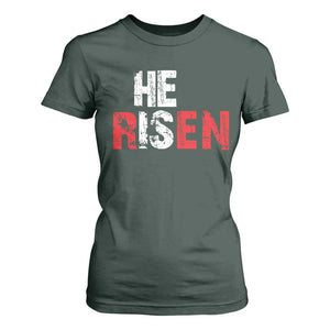 He Is Risen T Shirt For Women Vintage Christian Religious Faith TS10 Dark Forest Green Print Your Wear