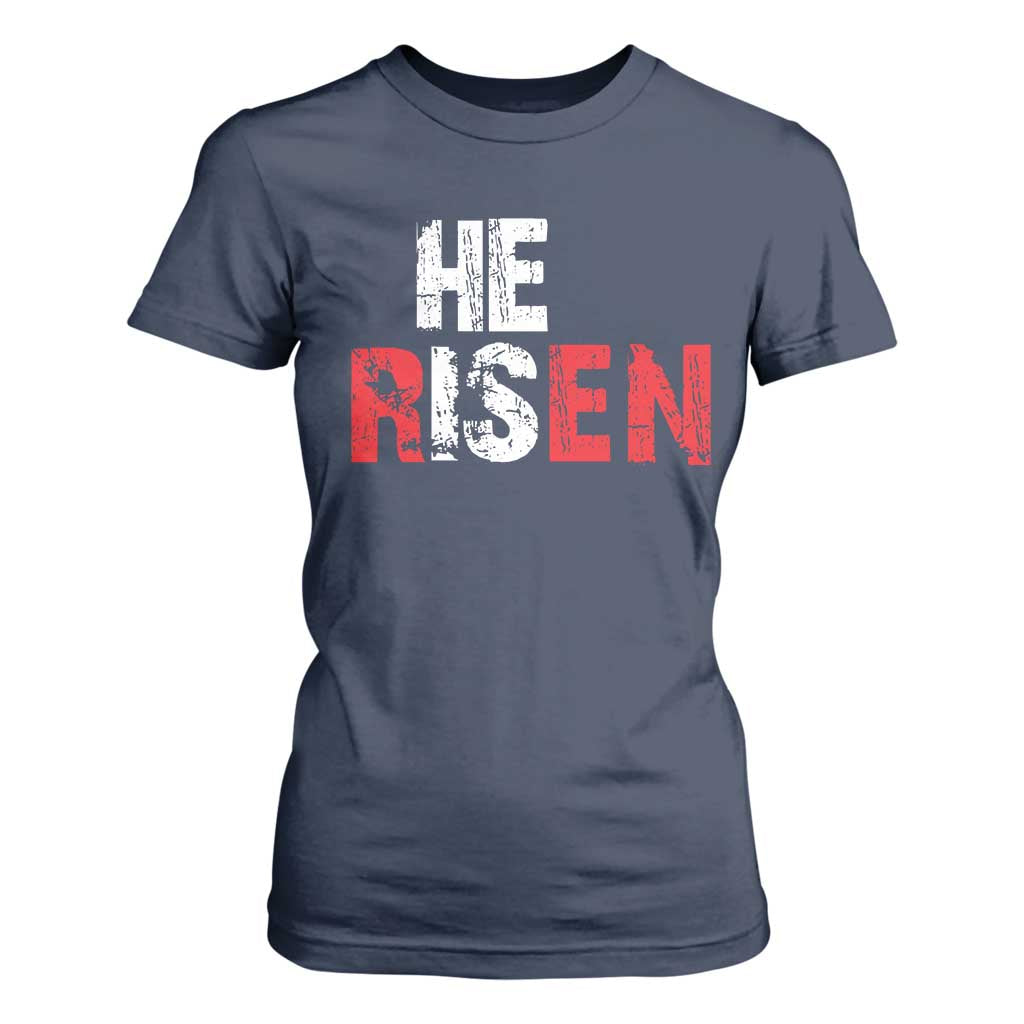 He Is Risen T Shirt For Women Vintage Christian Religious Faith TS10 Navy Print Your Wear