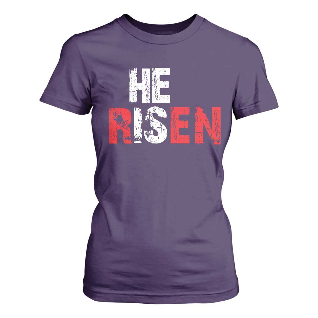 He Is Risen T Shirt For Women Vintage Christian Religious Faith TS10 Purple Print Your Wear