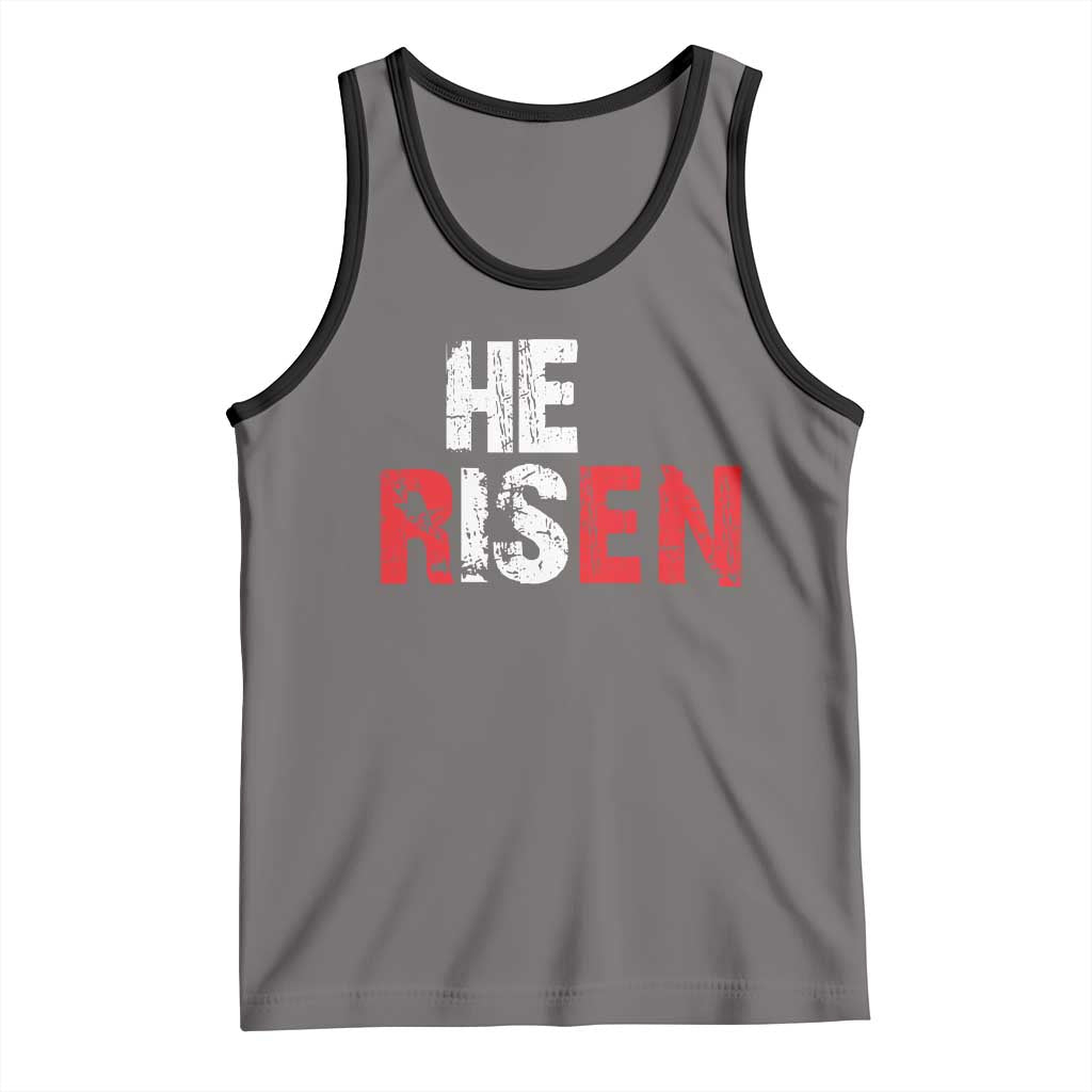 He Is Risen Tank Top Vintage Christian Religious Faith TS10 Deep Heather Black Print Your Wear