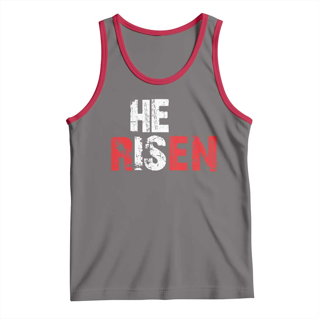 He Is Risen Tank Top Vintage Christian Religious Faith TS10 Deep Heather Red Print Your Wear