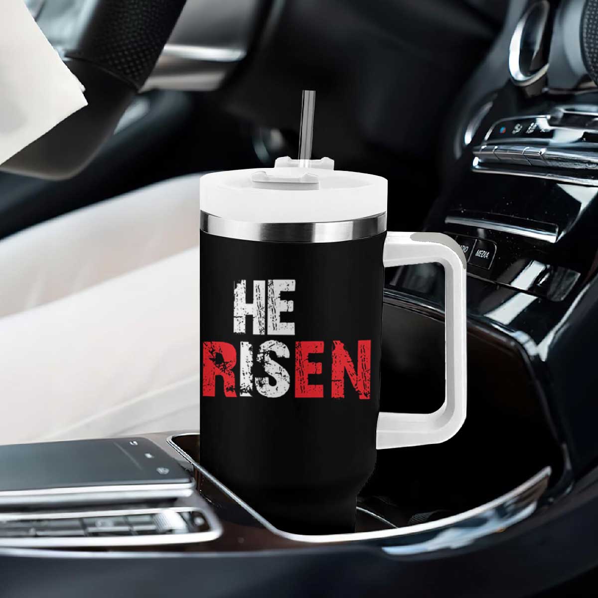 He Is Risen Tumbler With Handle Vintage Christian Religious Faith TS10 Print Your Wear