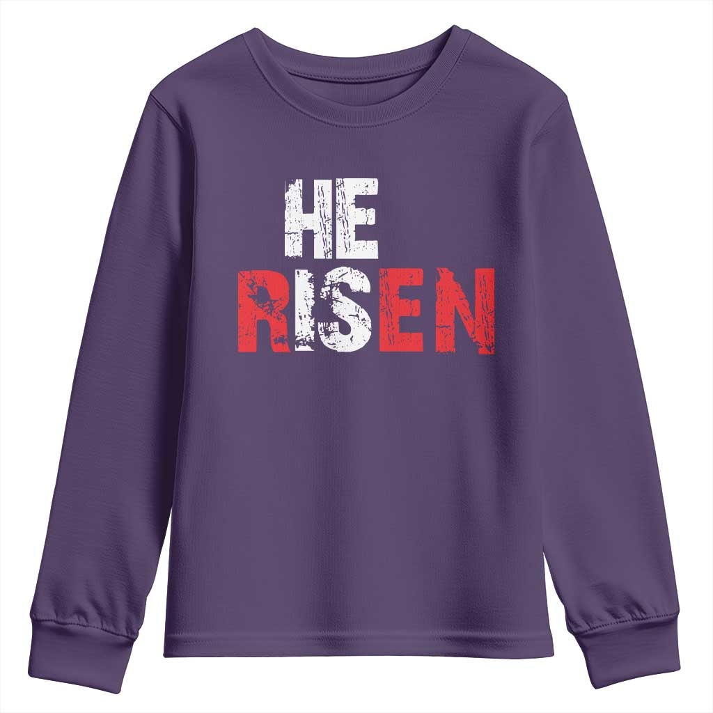 He Is Risen Youth Sweatshirt Vintage Christian Religious Faith TS10 Purple Print Your Wear