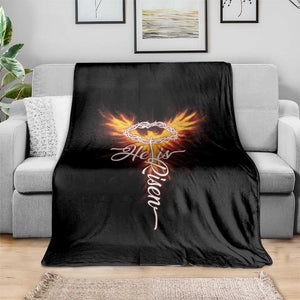 He Is Risen Throw Blanket Jesus Resurrection Easter Christian Cross Phoenix Rising TS10 Print Your Wear