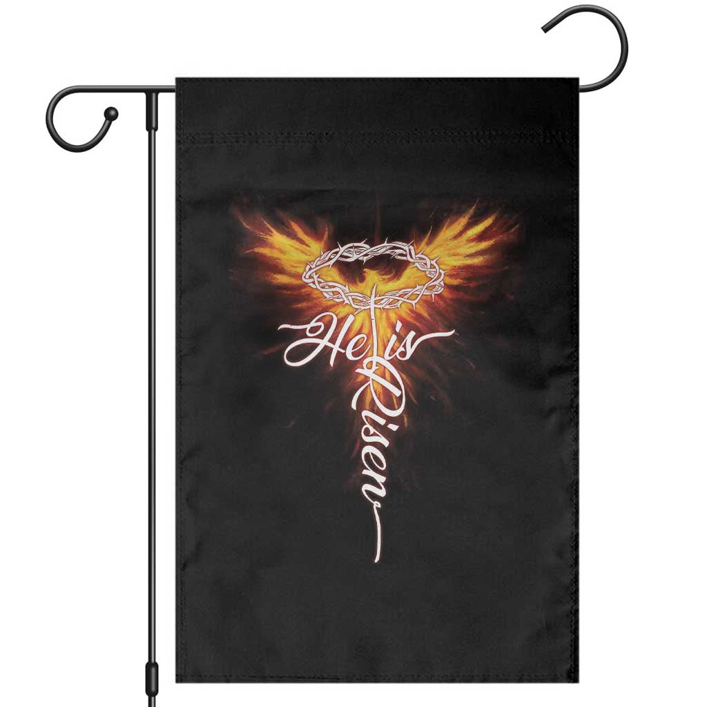 He Is Risen Garden Flag Jesus Resurrection Easter Christian Cross Phoenix Rising TS10 Black Print Your Wear